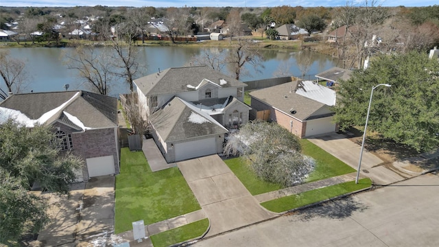 bird's eye view featuring a water view