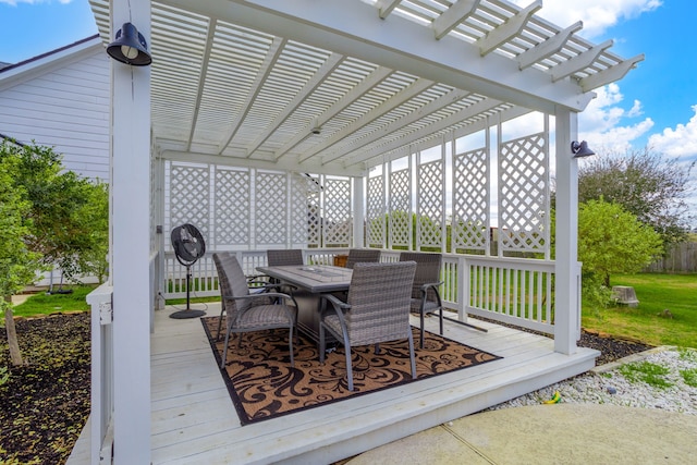 deck featuring a pergola