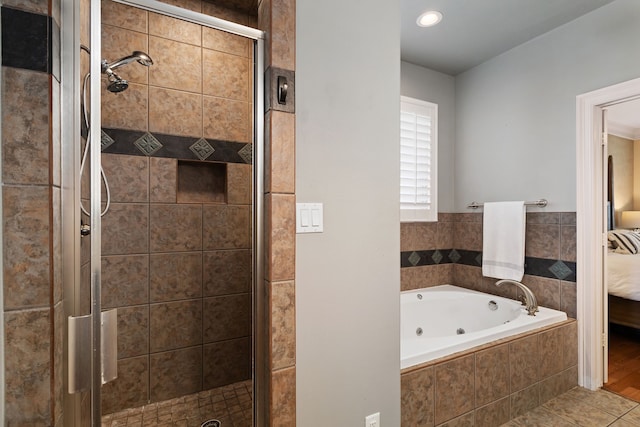 bathroom with plus walk in shower