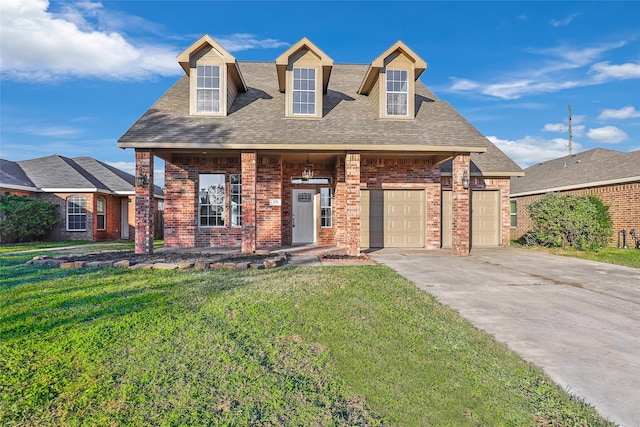 view of front of home with a front yard and a porch