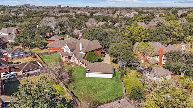 birds eye view of property with a residential view