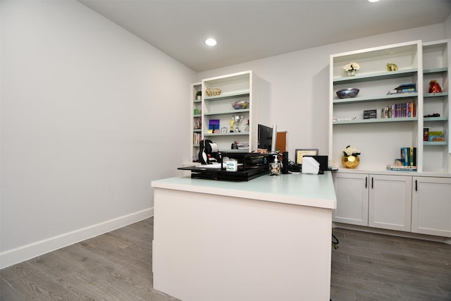 home office featuring hardwood / wood-style floors