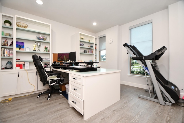 office area featuring light hardwood / wood-style floors