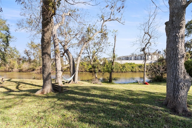 view of yard featuring a water view