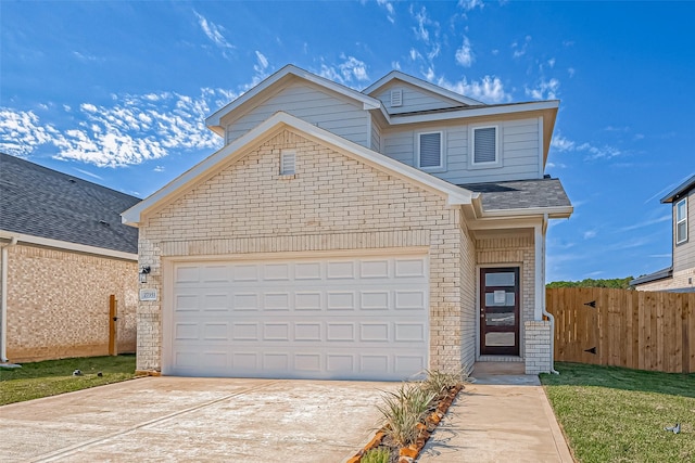 front facade with a garage