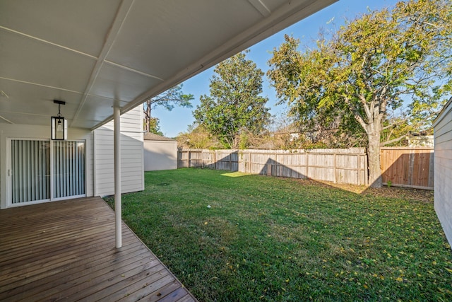 view of yard featuring a deck