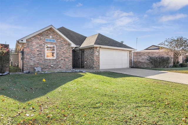 view of front facade featuring a garage and a front yard