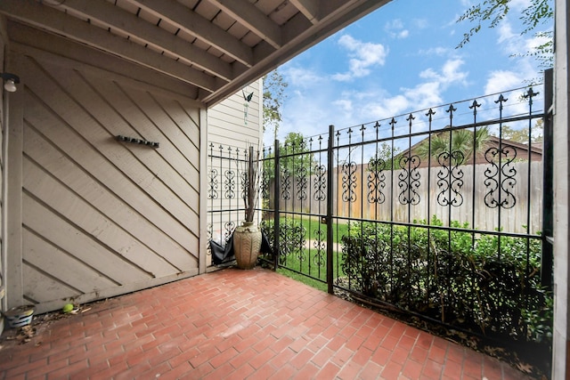 balcony with a patio area