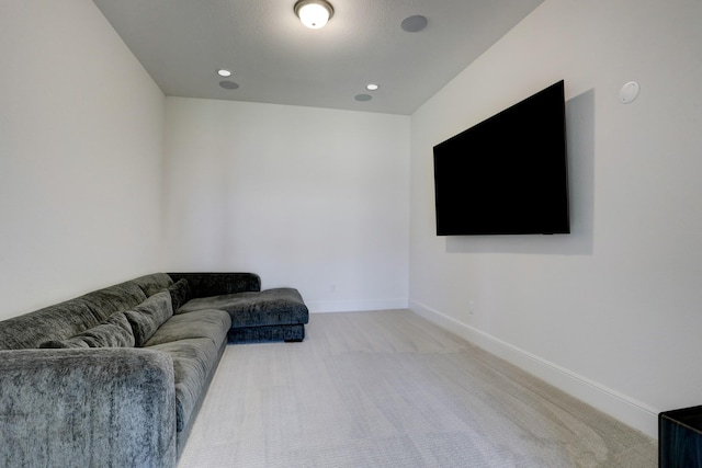 living room featuring light colored carpet