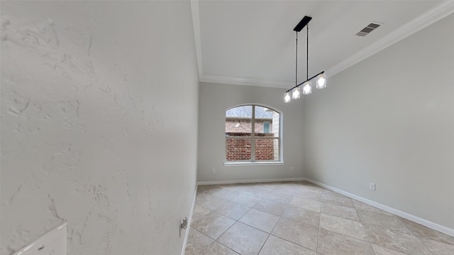 unfurnished room featuring crown molding