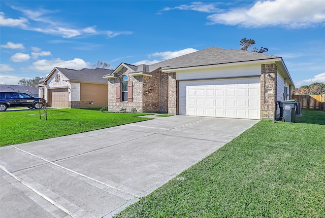 ranch-style house with a front lawn and a garage