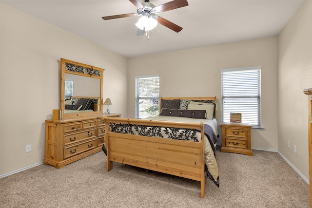 bedroom featuring carpet flooring and ceiling fan