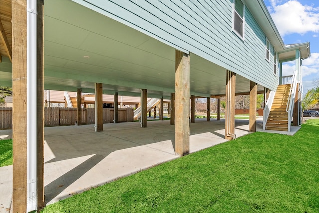 347 Bay Oaks St, La Porte, TX 77571 - view of patio featuring stairway and a carport