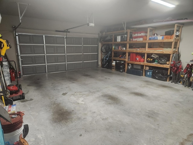 garage with a garage door opener