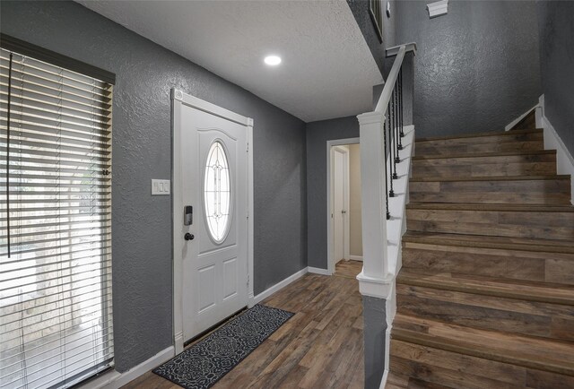 foyer entrance featuring dark hardwood / wood-style flooring