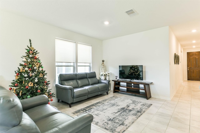 view of tiled living room