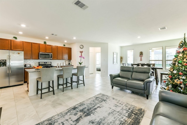 view of tiled living room