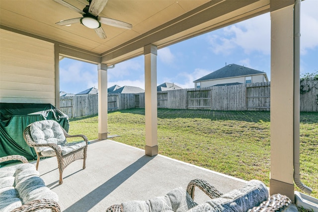 view of patio with ceiling fan