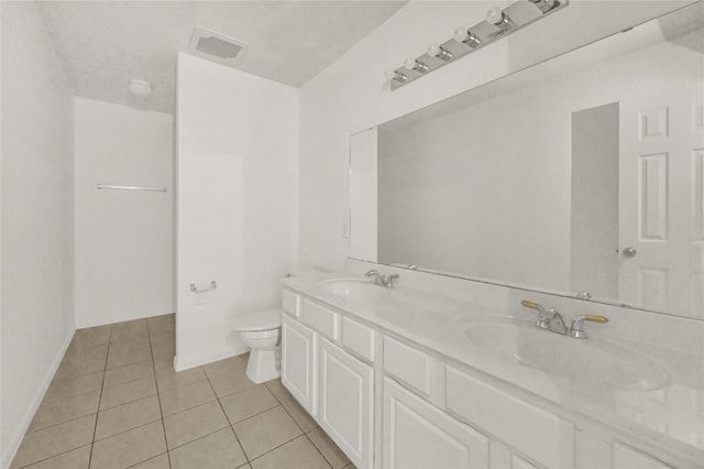 bathroom featuring tile patterned flooring, vanity, and toilet