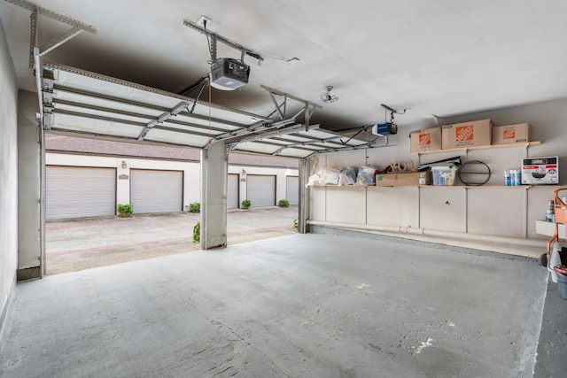 garage with a garage door opener