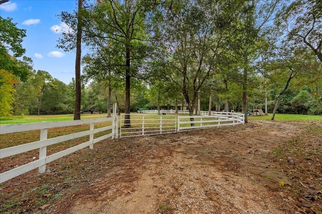 view of yard with a rural view