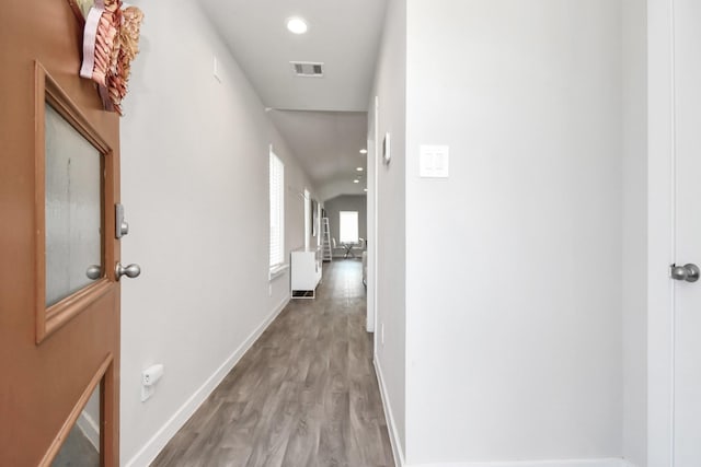 hallway featuring light wood-type flooring