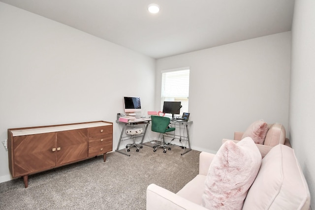 view of carpeted home office