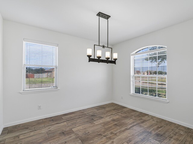 unfurnished room with dark hardwood / wood-style floors and a wealth of natural light