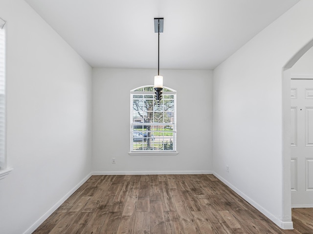 unfurnished dining area featuring hardwood / wood-style flooring