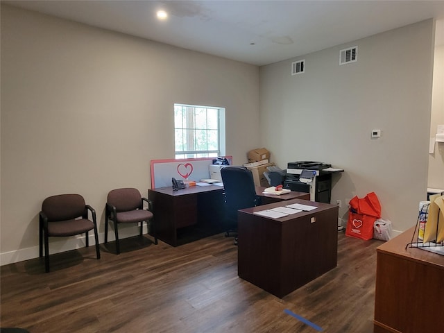 office area featuring dark hardwood / wood-style floors