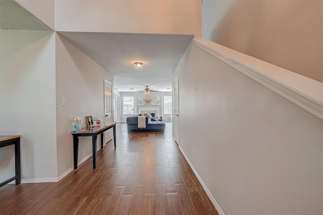 hallway featuring wood-type flooring