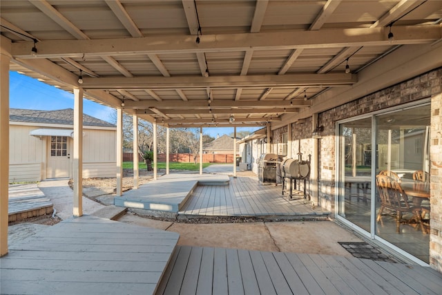 deck featuring grilling area