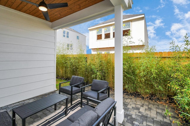 view of patio / terrace with ceiling fan