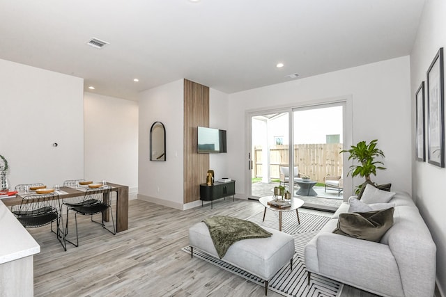 living room with light wood-type flooring