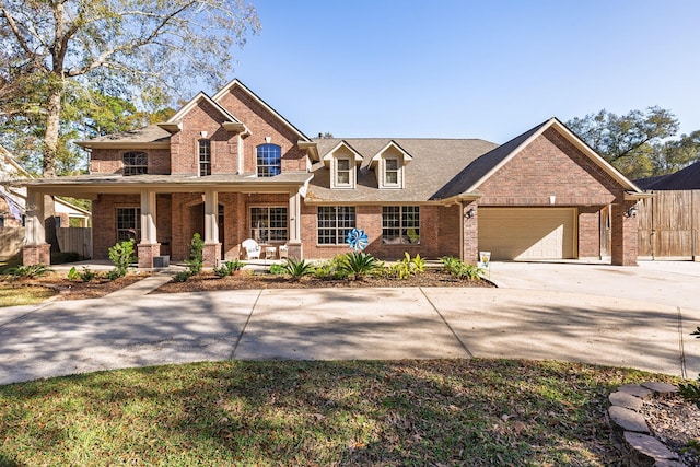 craftsman-style house featuring covered porch and a garage