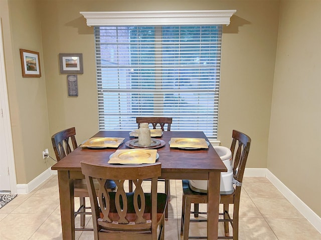 tiled dining space with plenty of natural light