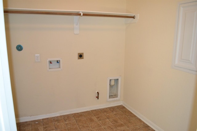 clothes washing area featuring washer hookup, gas dryer hookup, and electric dryer hookup