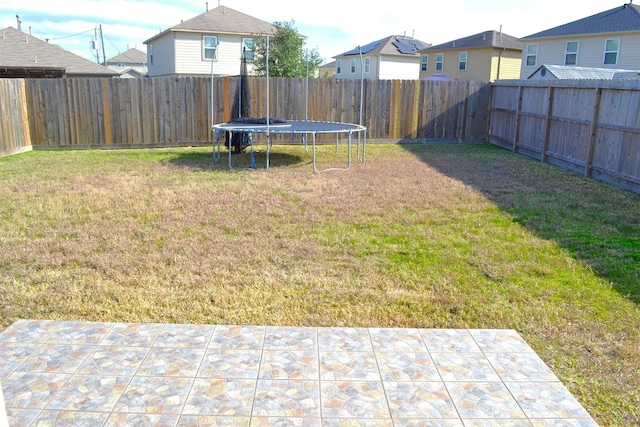 view of yard featuring a patio area and a trampoline