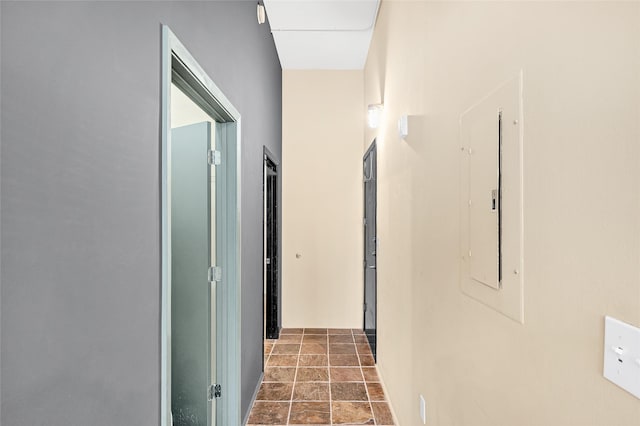 hallway featuring electric panel