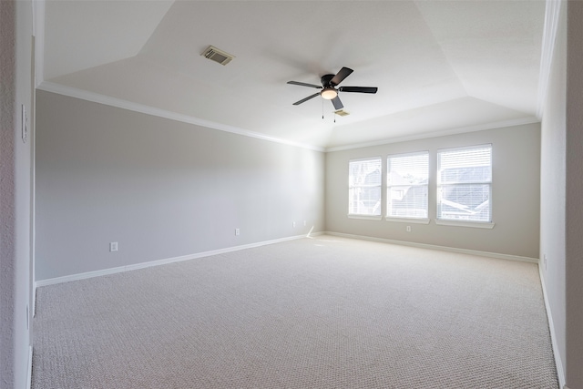 6114 Sienna Arbor Ln, Houston, TX 77041 - unfurnished room featuring visible vents, ornamental molding, ceiling fan, and carpet