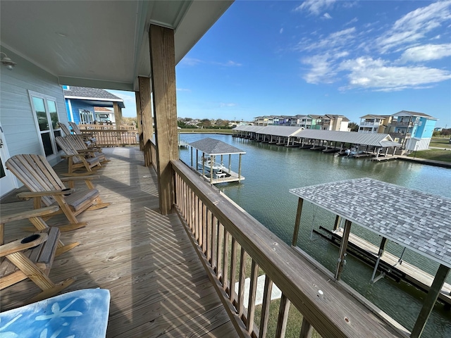 view of dock featuring a water view