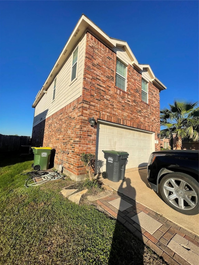 view of property exterior featuring a garage