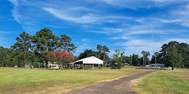 view of community with a lawn