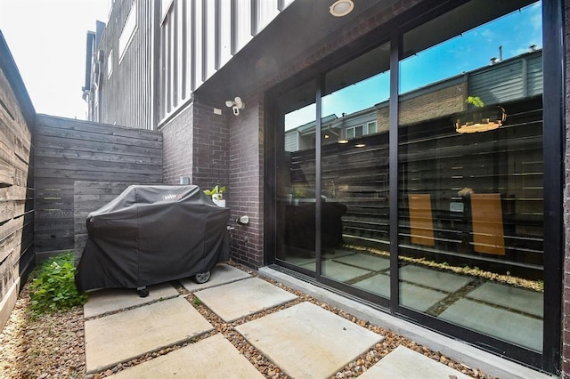 view of patio / terrace featuring a grill