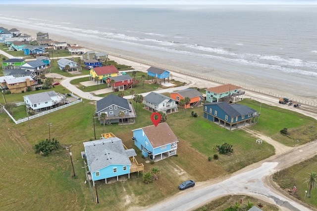 4406 Pabst Rd, Galveston, TX 77554 - drone / aerial view featuring a residential view, a beach view, and a water view