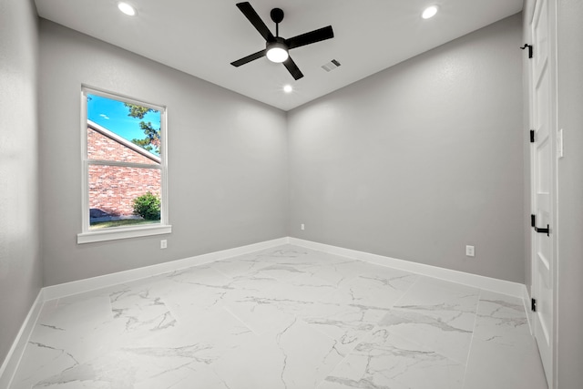 unfurnished room featuring ceiling fan