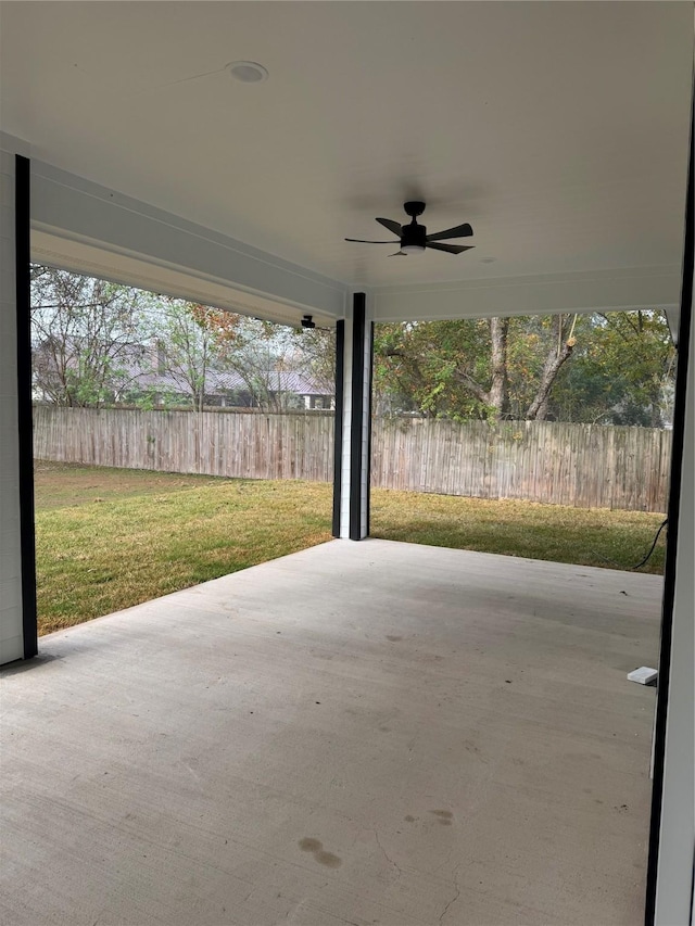 view of patio with ceiling fan