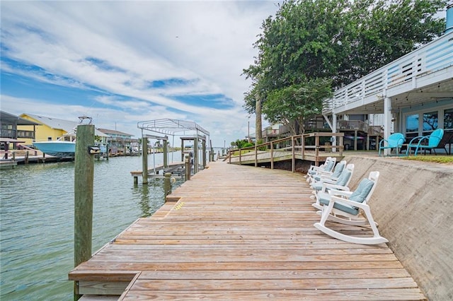 view of dock featuring a water view