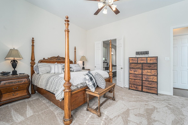 bedroom with carpet floors and ceiling fan