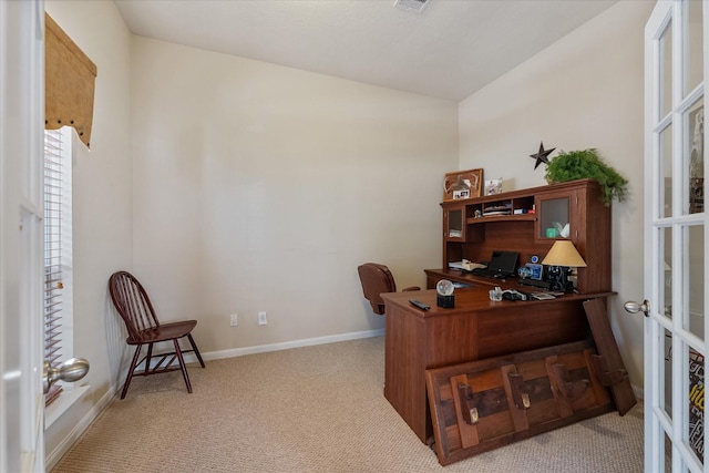 office with light carpet